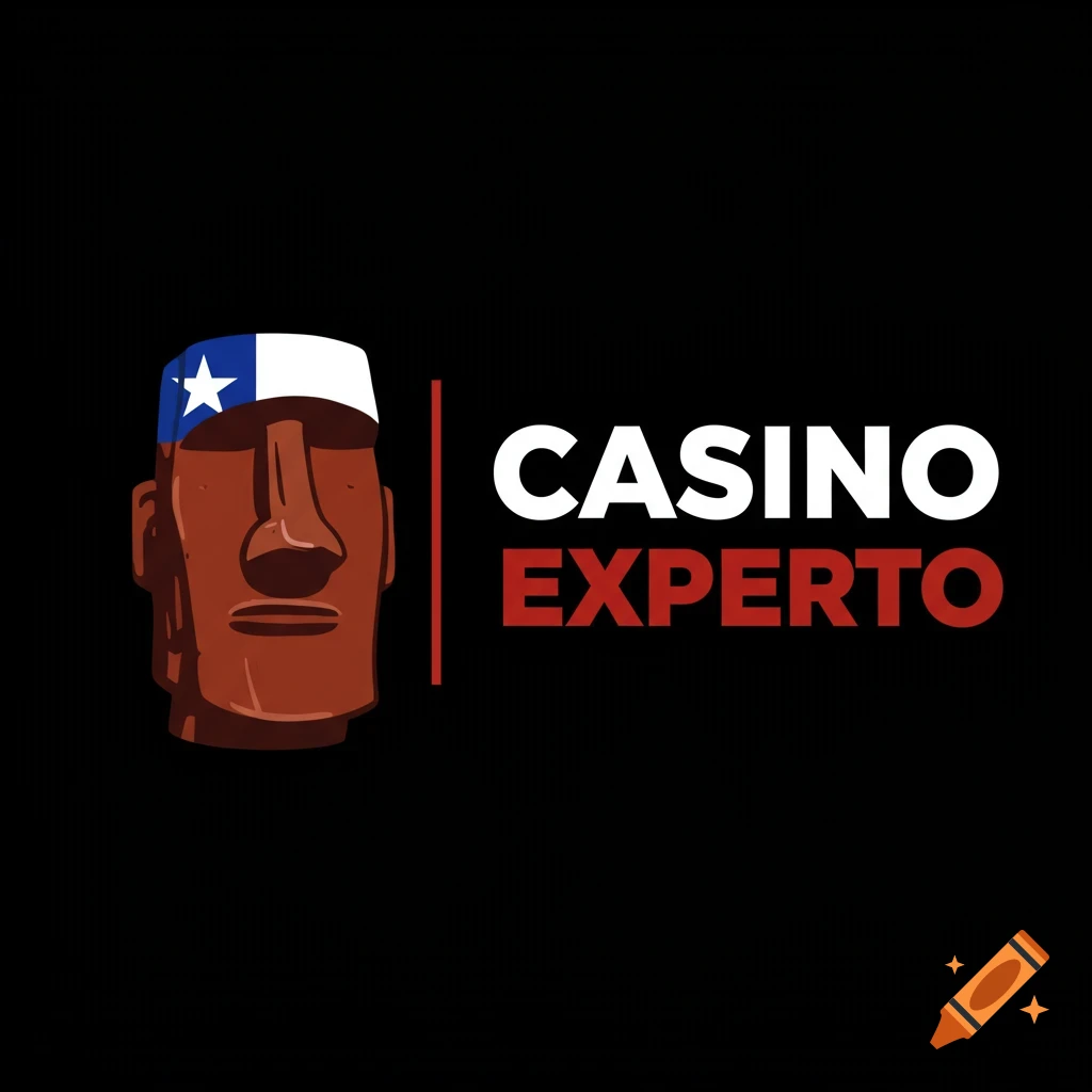 Moai icon and Casino Experto text logo in Chilean flag colors
