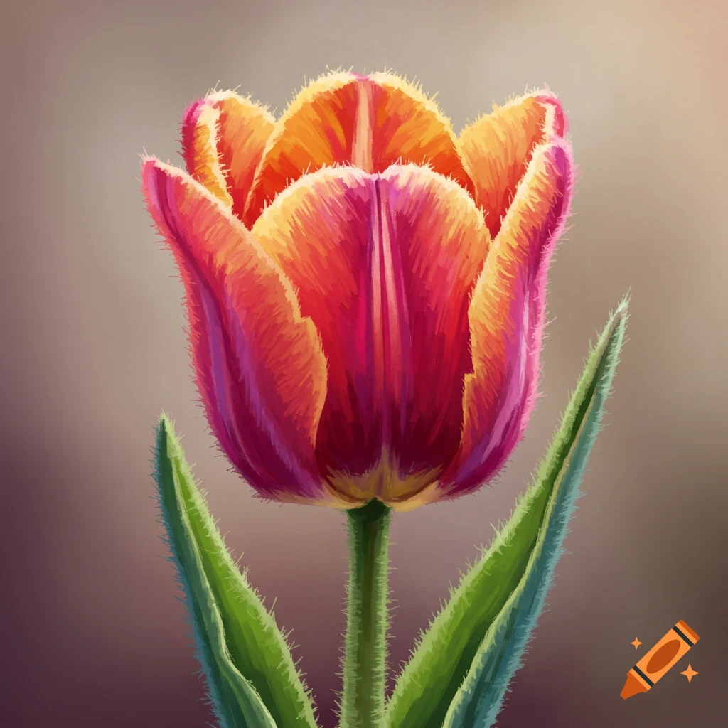 A vibrant abstract tulip with a fuzzy background.