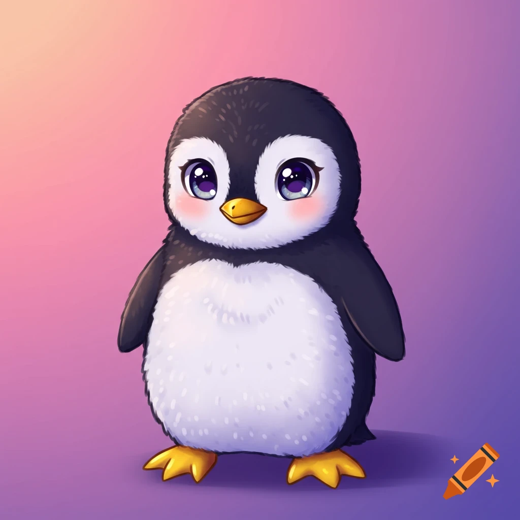 Anime penguin illustration