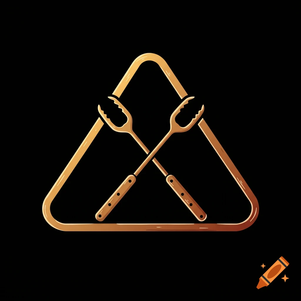 Logo with crossed barbecue tongs inside a triangle hazard symbol