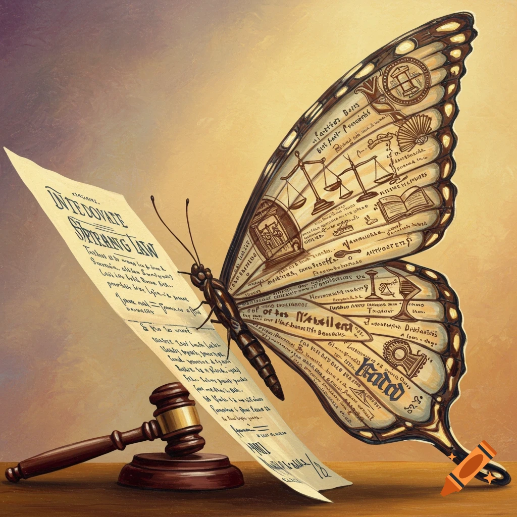 Bill turning into a law, butterfly metamorphosis concept