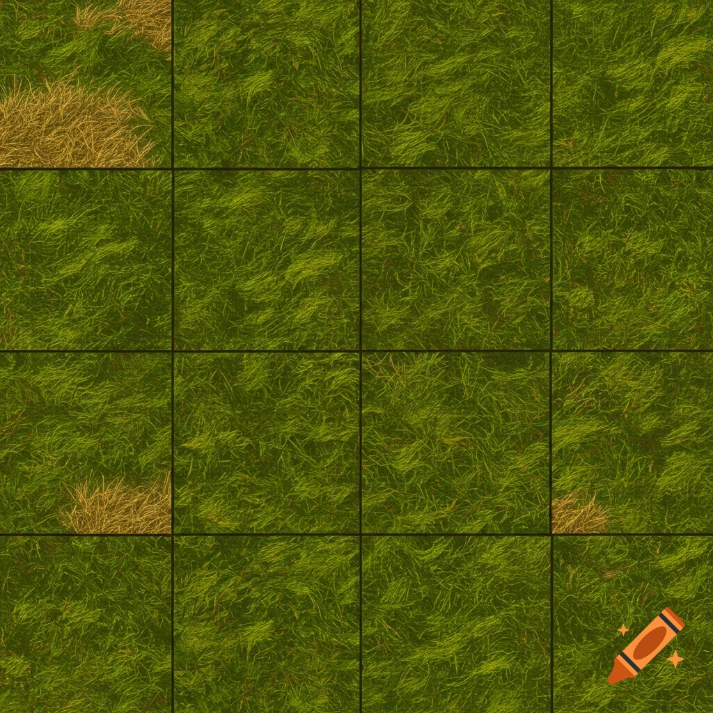 Map tile with 5x5 grid and animated style grass texture on Craiyon