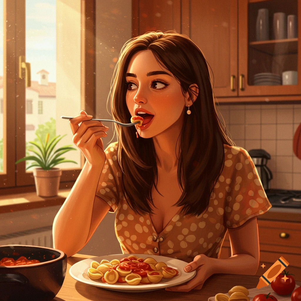 Person eating orecchiette pasta