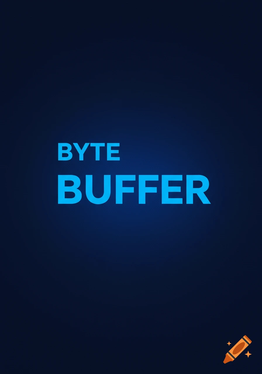 Blue text 'BYTE BUFFER' on a dark blue background.