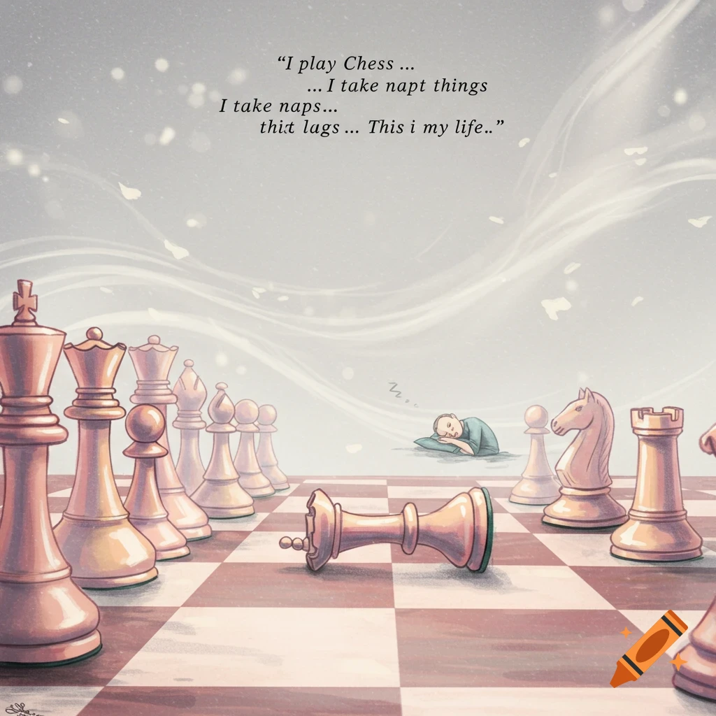 Chess scene with life quotes