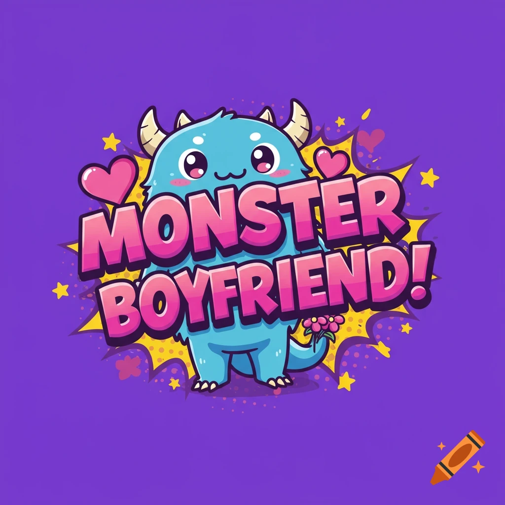 Monster Boyfriend logo, anime style