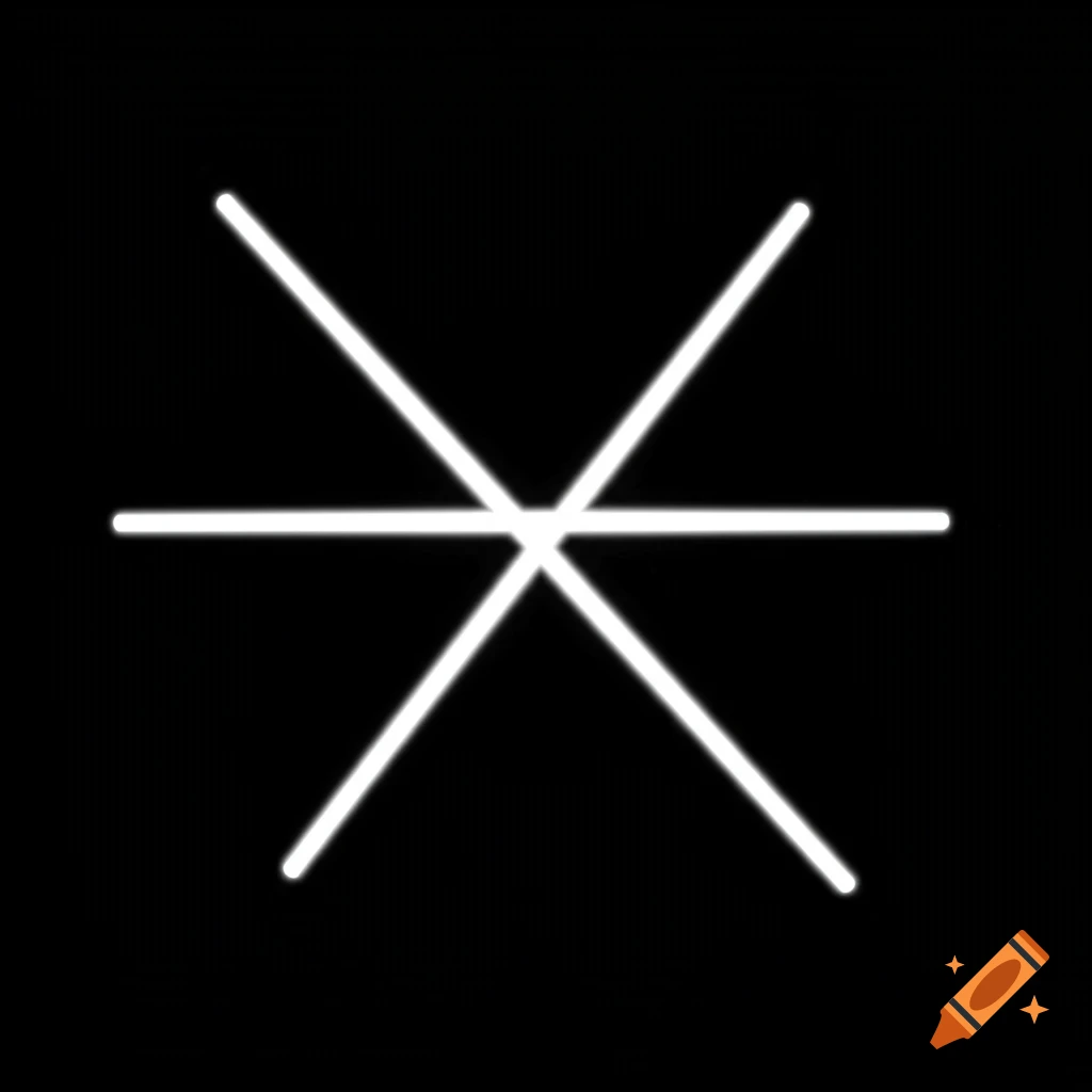 A geometric pattern of white lines forming a star shape on a black background.