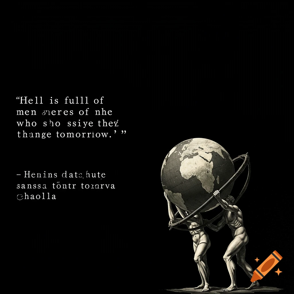 Wallpaper featuring Atlas carrying the world with a quote about hell