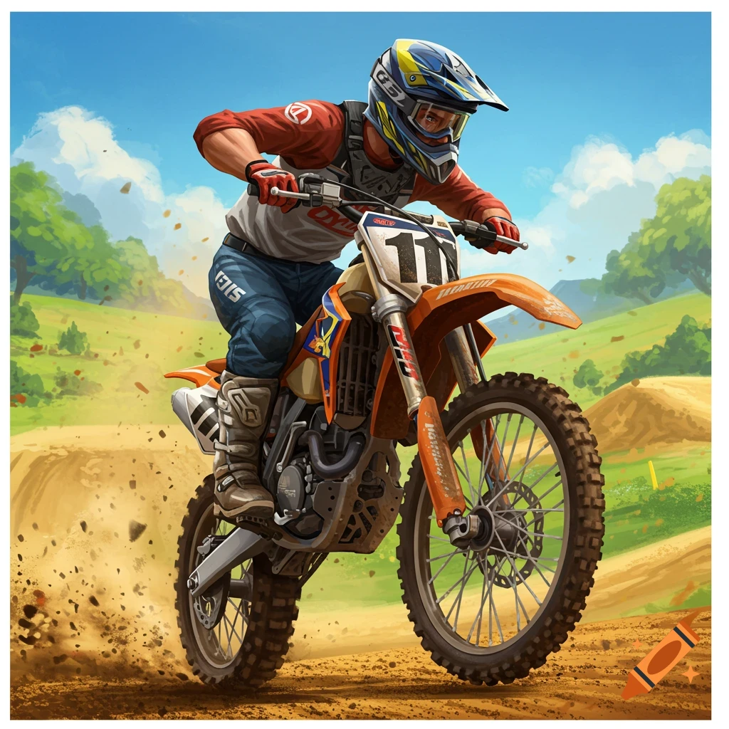 Motocross rider in action