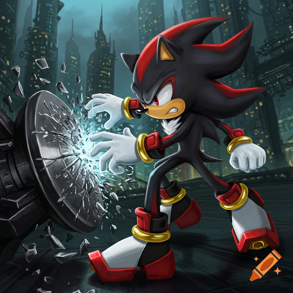 Shadow the Hedgehog shooting a T-Rex in a jungle illustration. on Craiyon