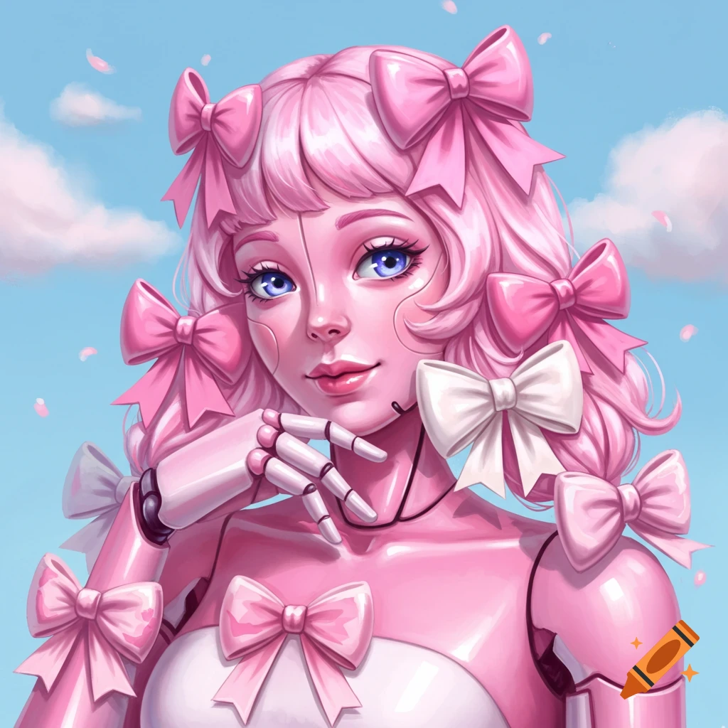 Pink robot with bows