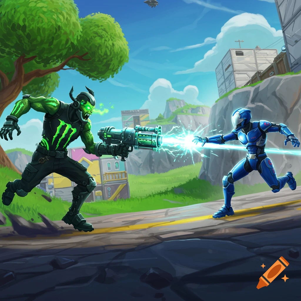 Monster Energy and Red Bull fighting in Fortnite