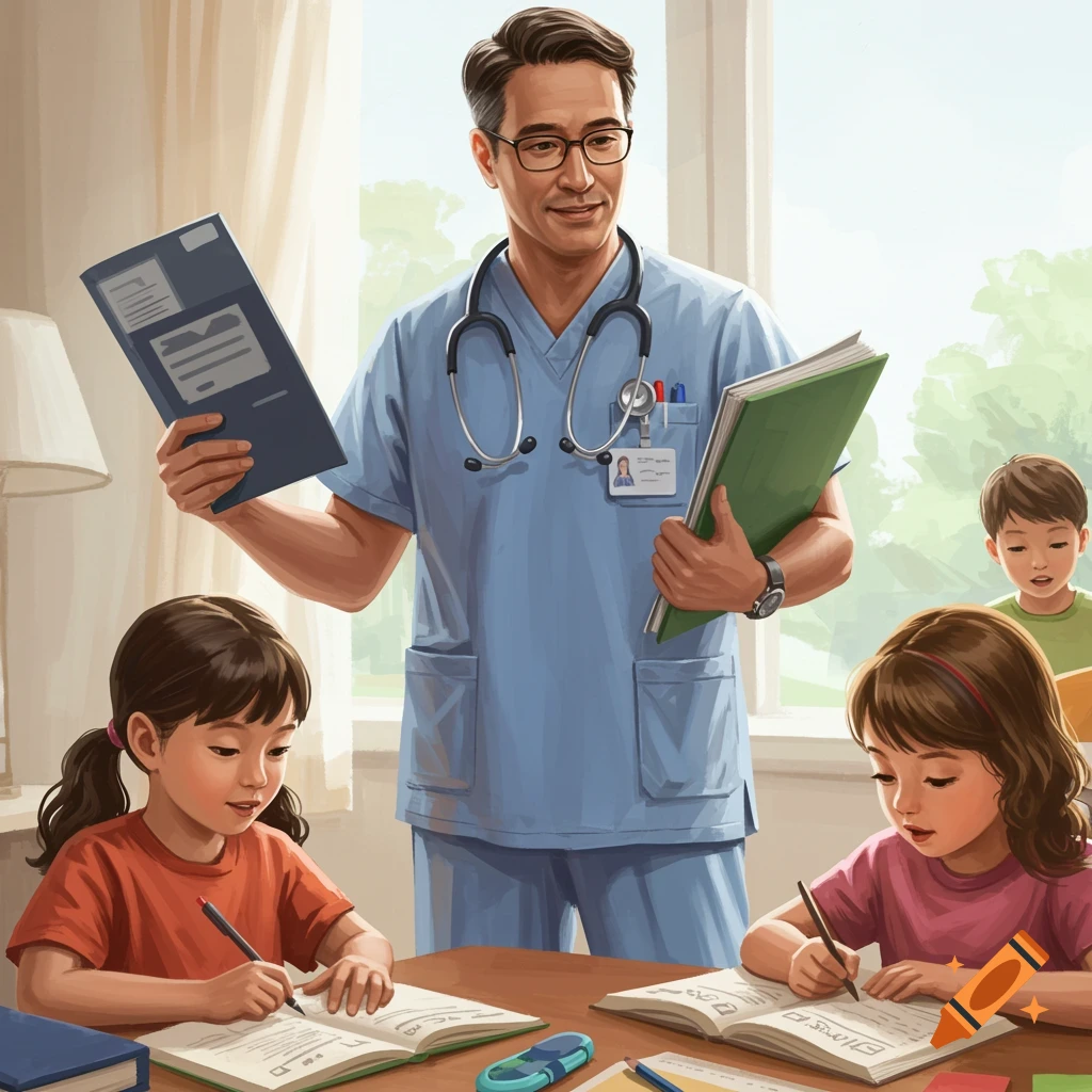 nurse balancing work, kids, and studying