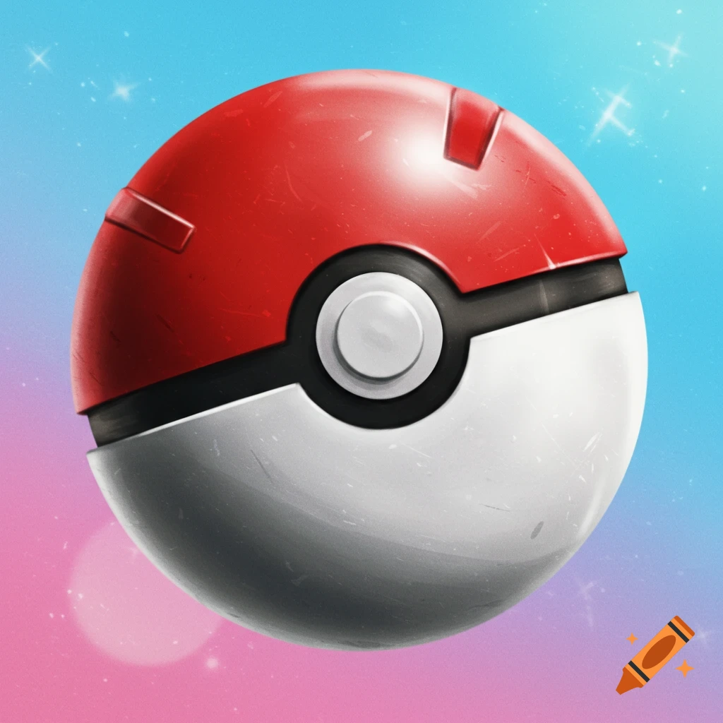 A close-up illustration of a Pokeball against a gradient background.