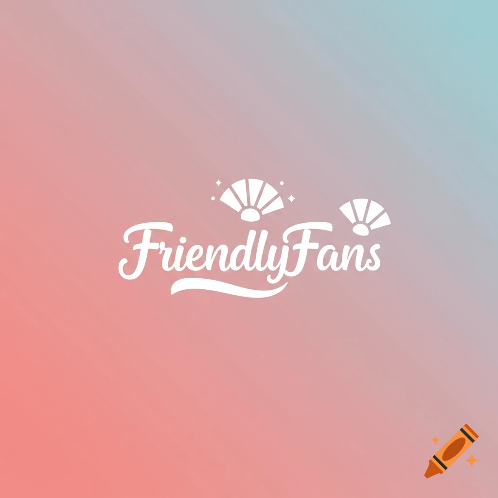 White 'FriendlyFans' logo with fan icons on a pink and blue gradient background.