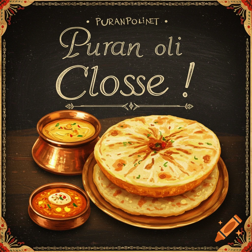 Restaurant closing notice inspired by Puranpoli website theme