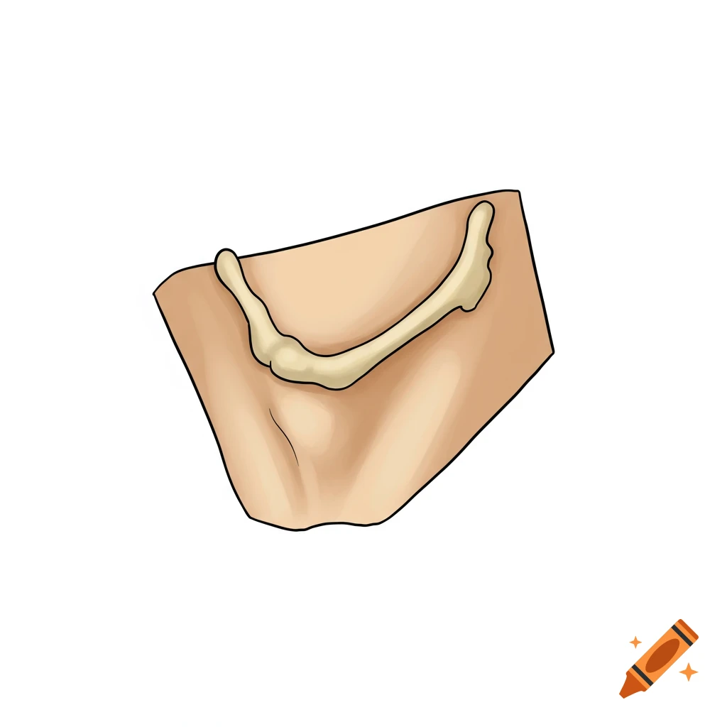 Simple anatomical illustration of a bone fragment against skin.