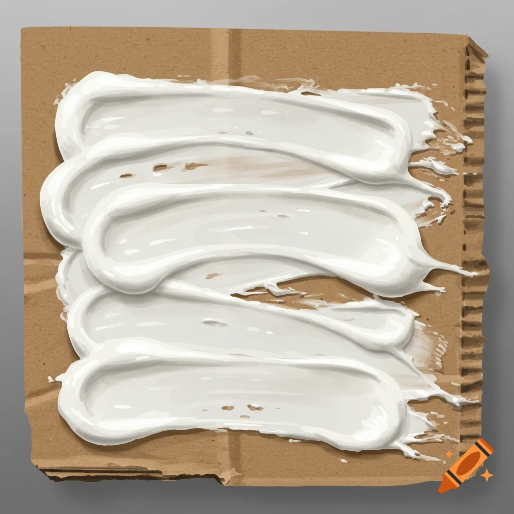 White glue smeared across a piece of corrugated cardboard.