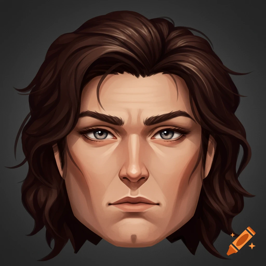 A close-up stylized portrait of a fantasy character's face.