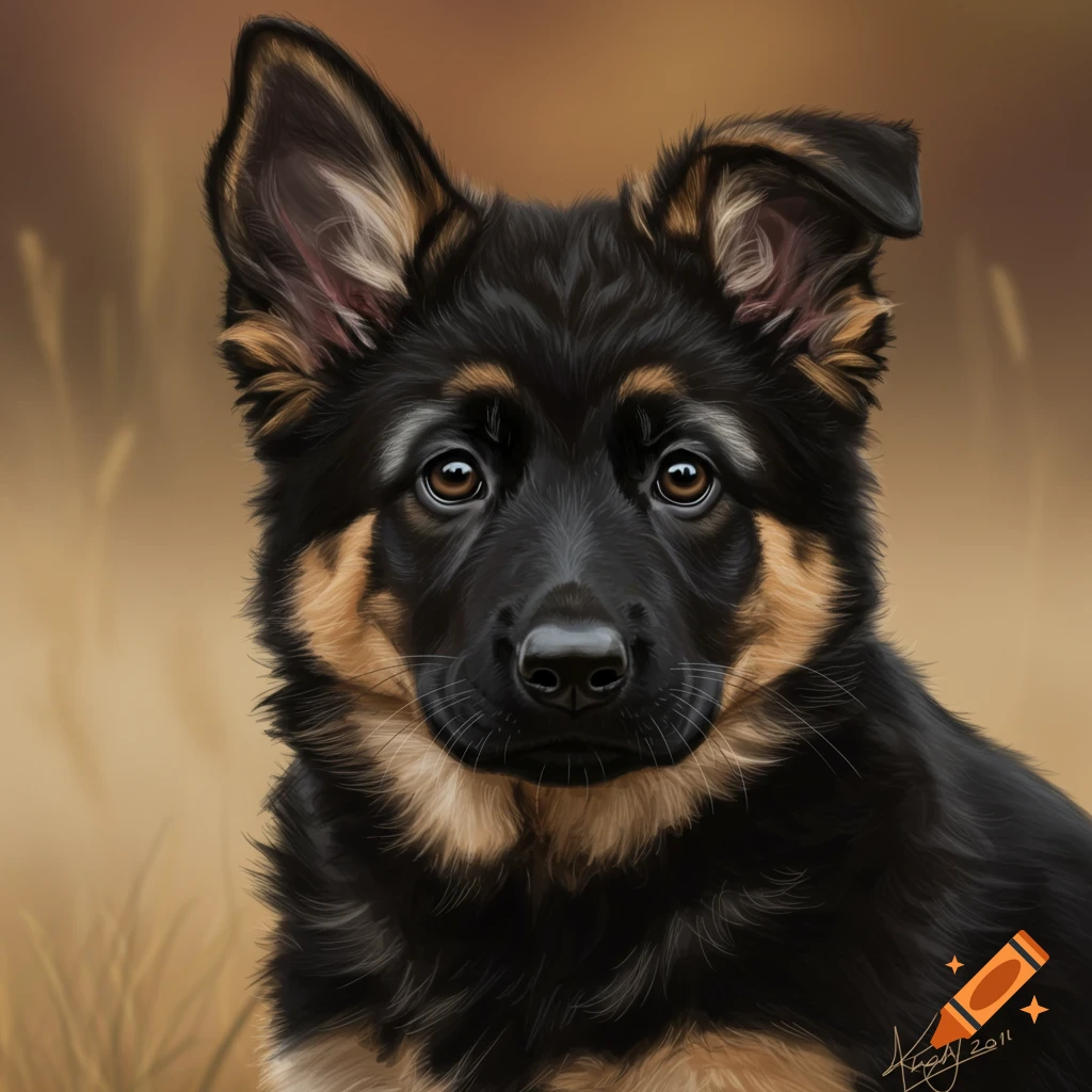 Portrait of a German Shepherd puppy.