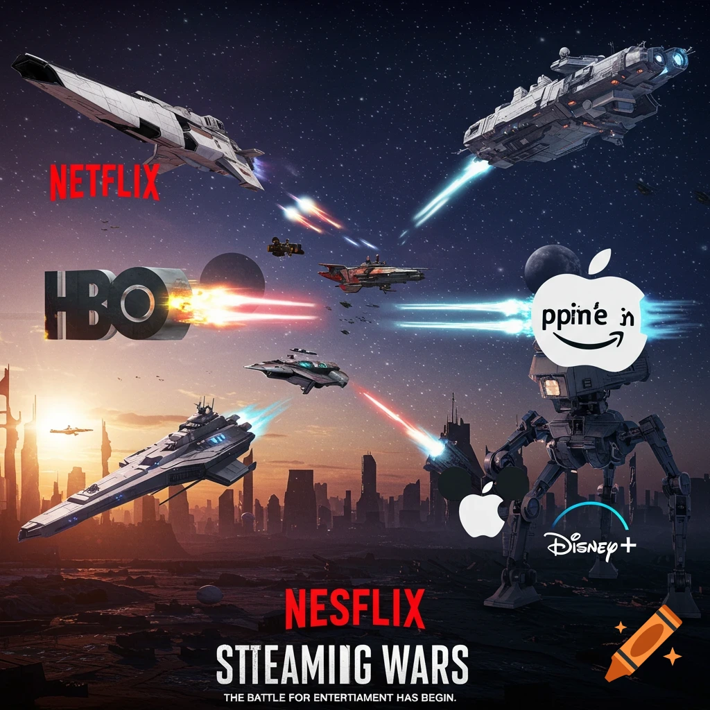 epic movie poster for streaming platform battle