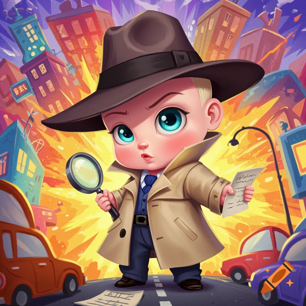 Baby dressed as a detective