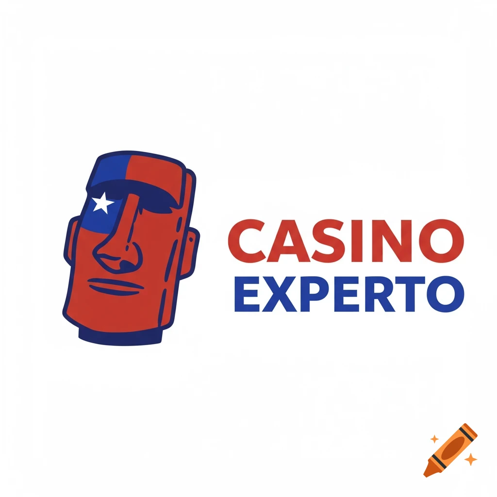Moai icon and Casino Experto text logo in Chilean flag colors