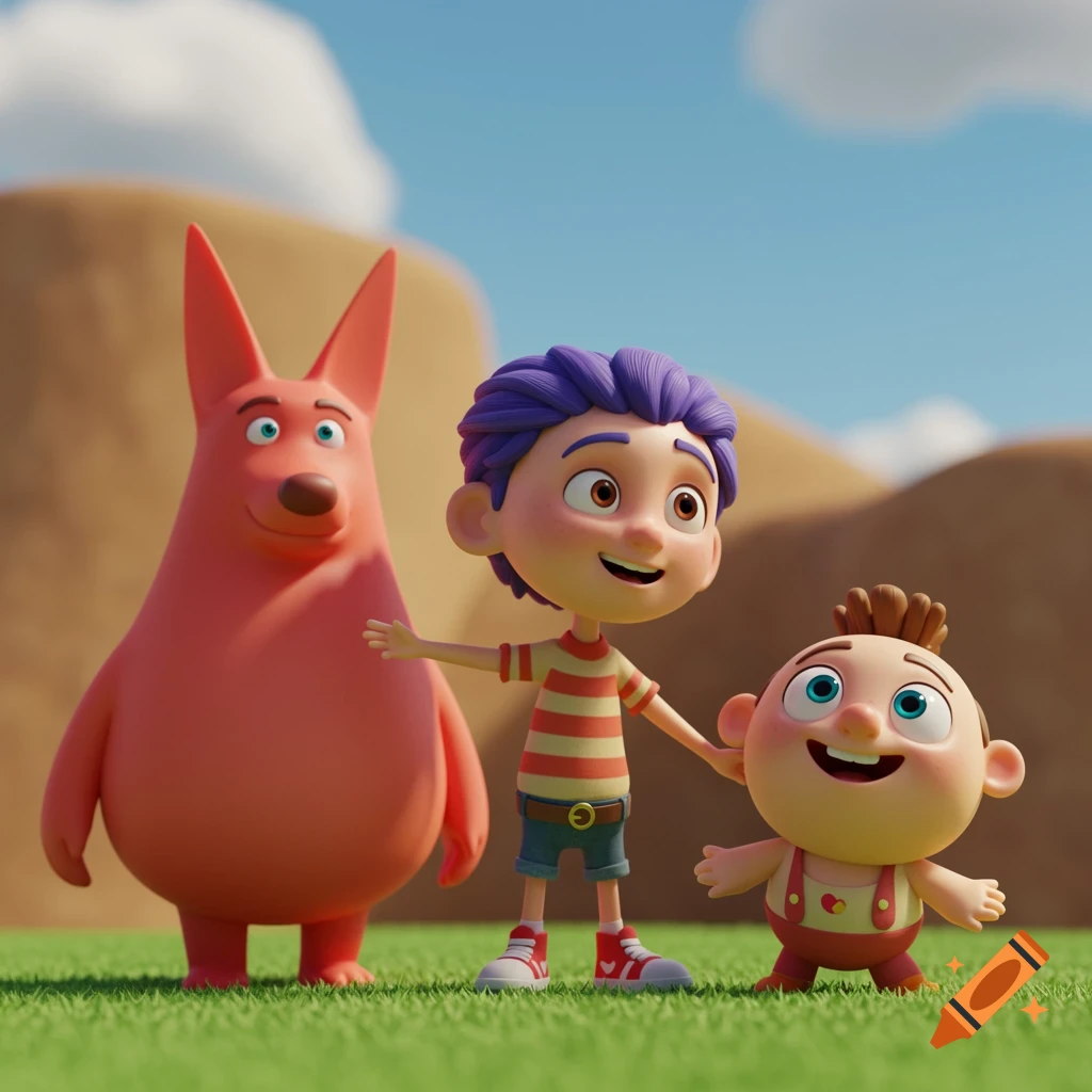 Pixar-style rendering from a photo analysis, likely featuring cartoonish or stylized characters and environments characteristic of Pixar animation studios, rendered in 3D.