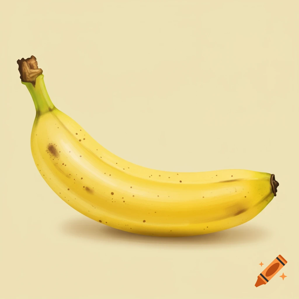 An illustration of a banana on a light background.
