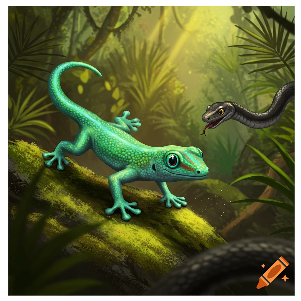 Gecko being chased