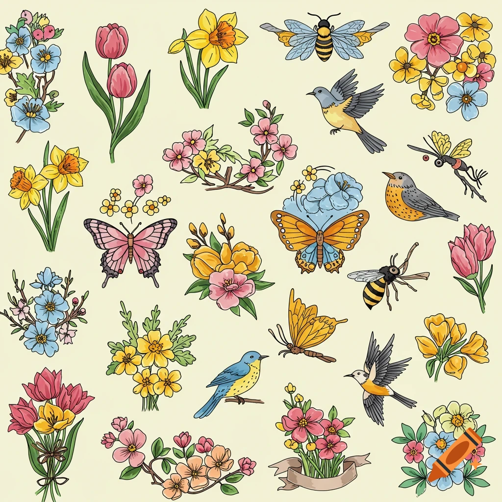 Spring themed tattoo design
