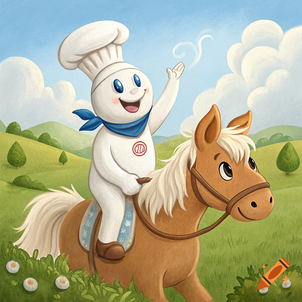 Pillsbury Doughboy riding a cute Pih