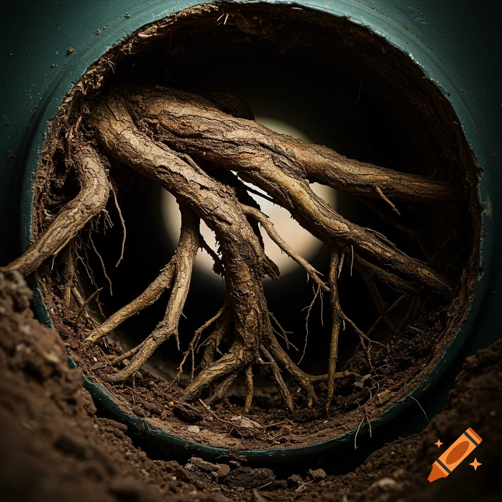 Septic system with root intrusion