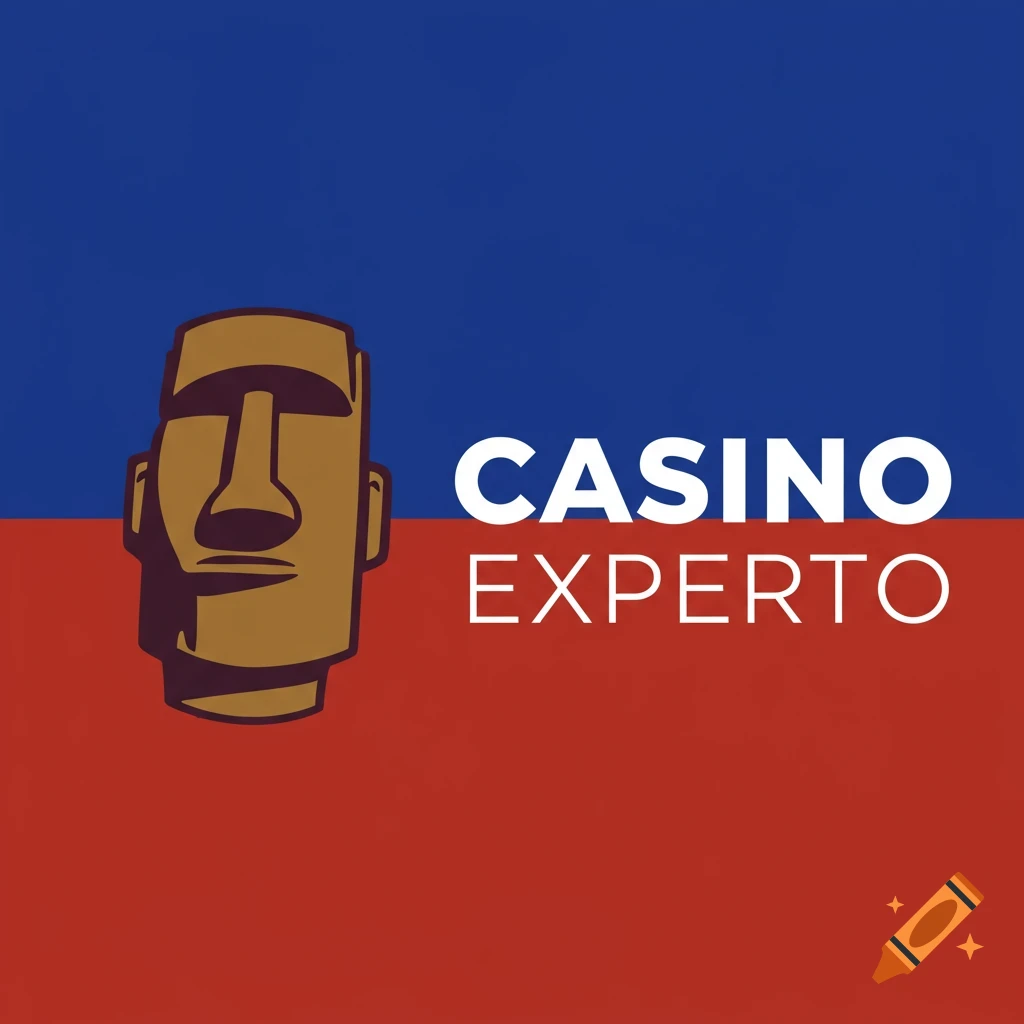 Moai icon and Casino Experto text logo in Chilean flag colors