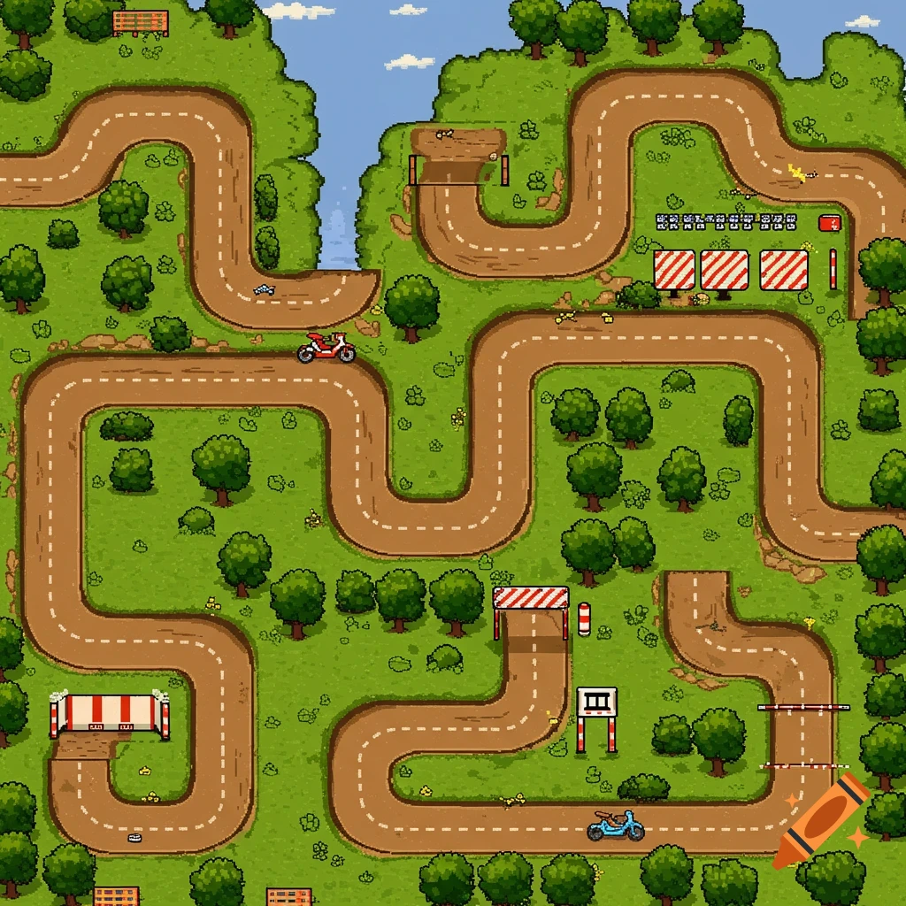 Excitebike NES track tile set in pixel art
