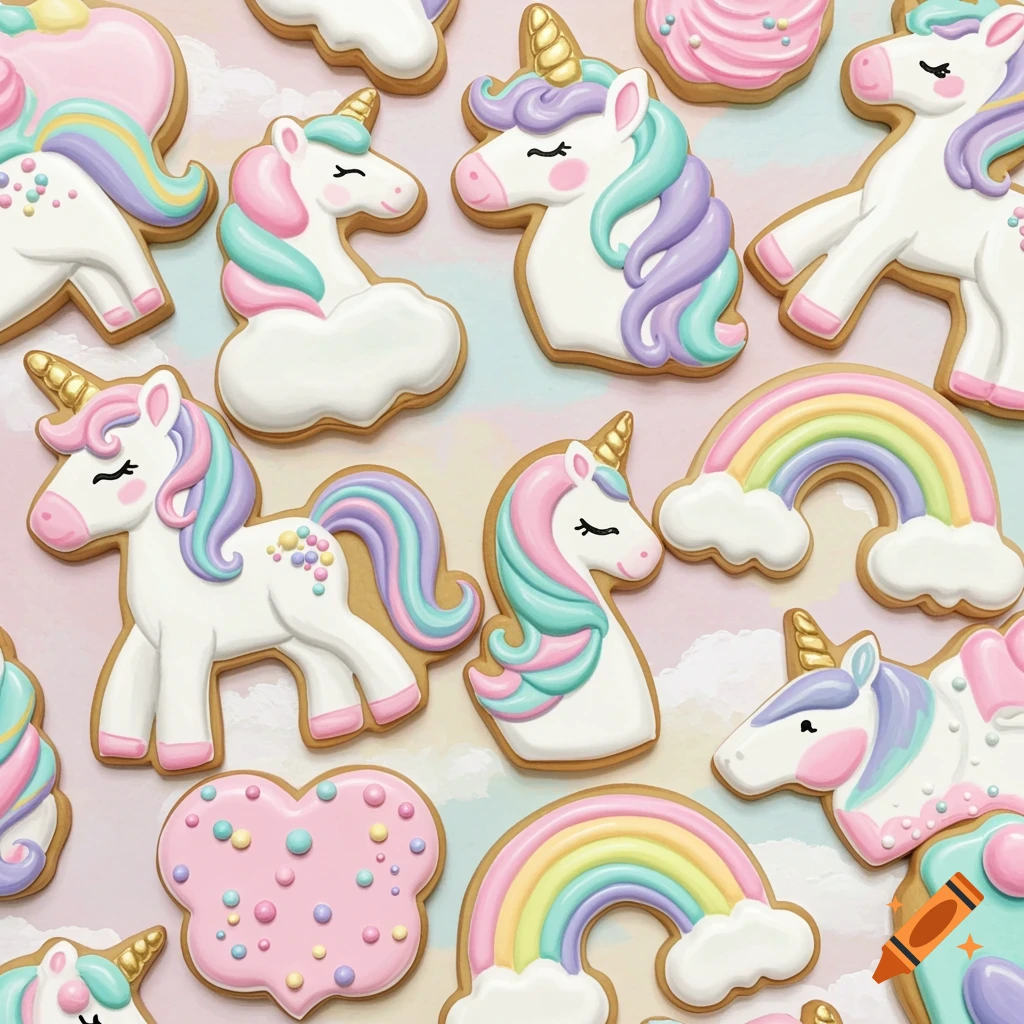 Unicorn decorated sugar cookies