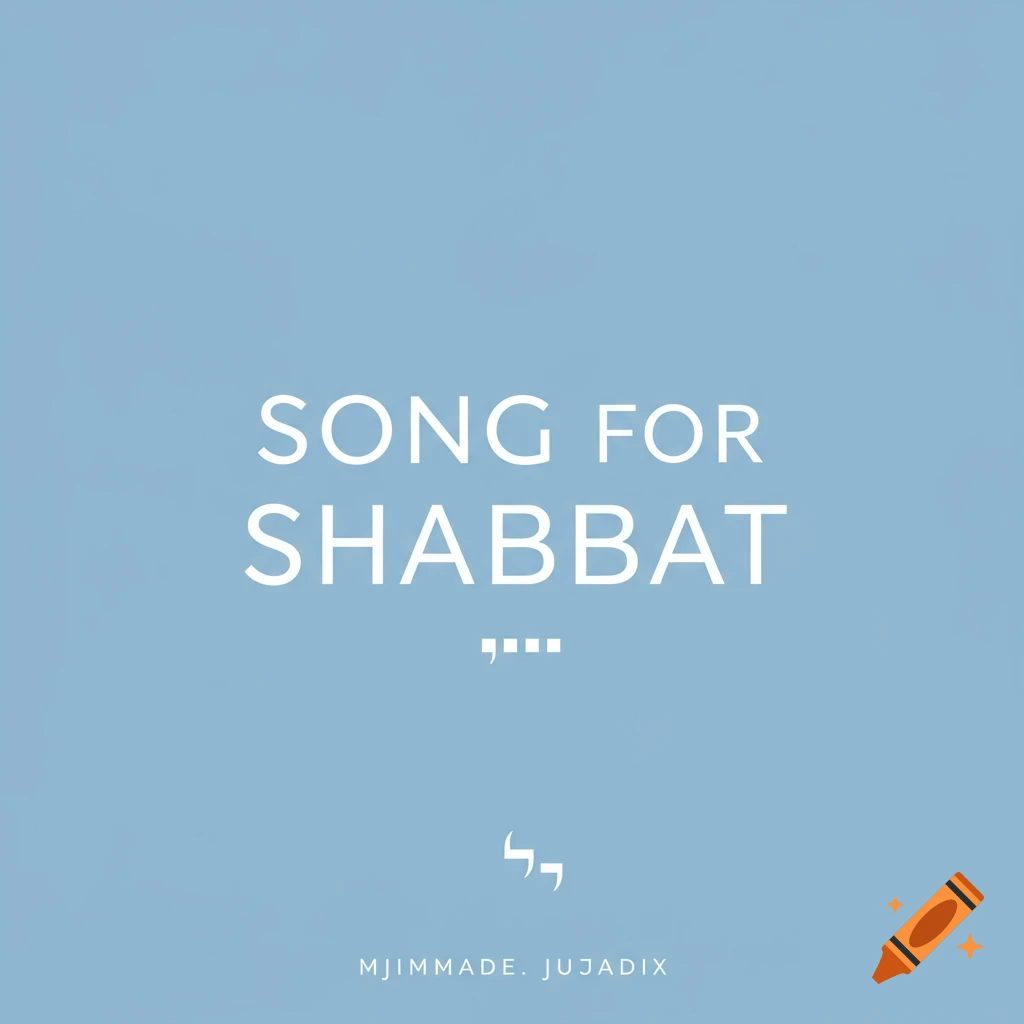 Minimal graphic with white text "SONG FOR SHABBAT" and symbols on a light blue background.