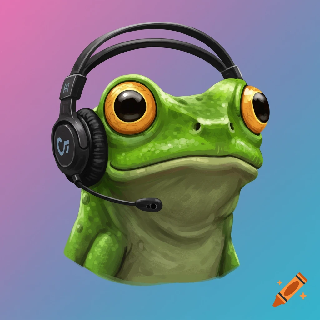 Illustration of a frog wearing a gaming headset