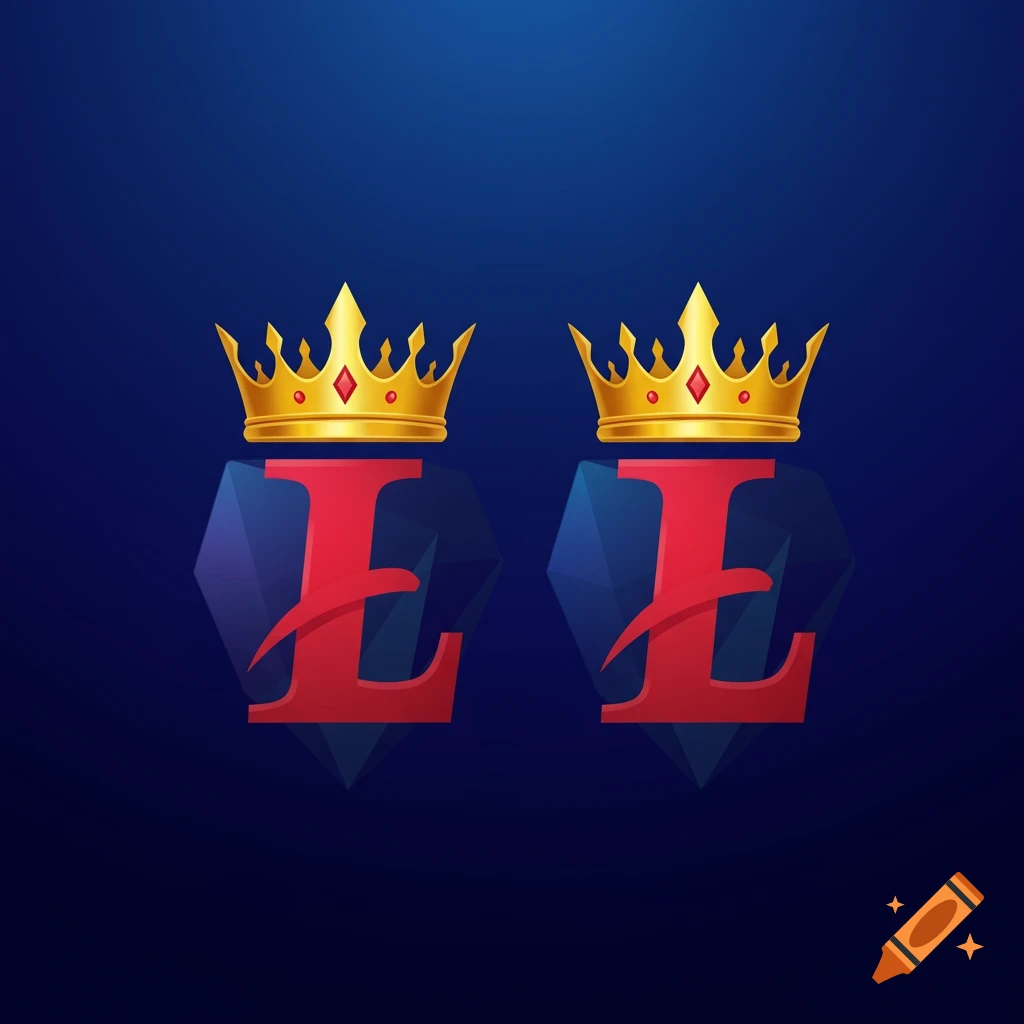 Two red letter L logos on blue shields with gold crowns