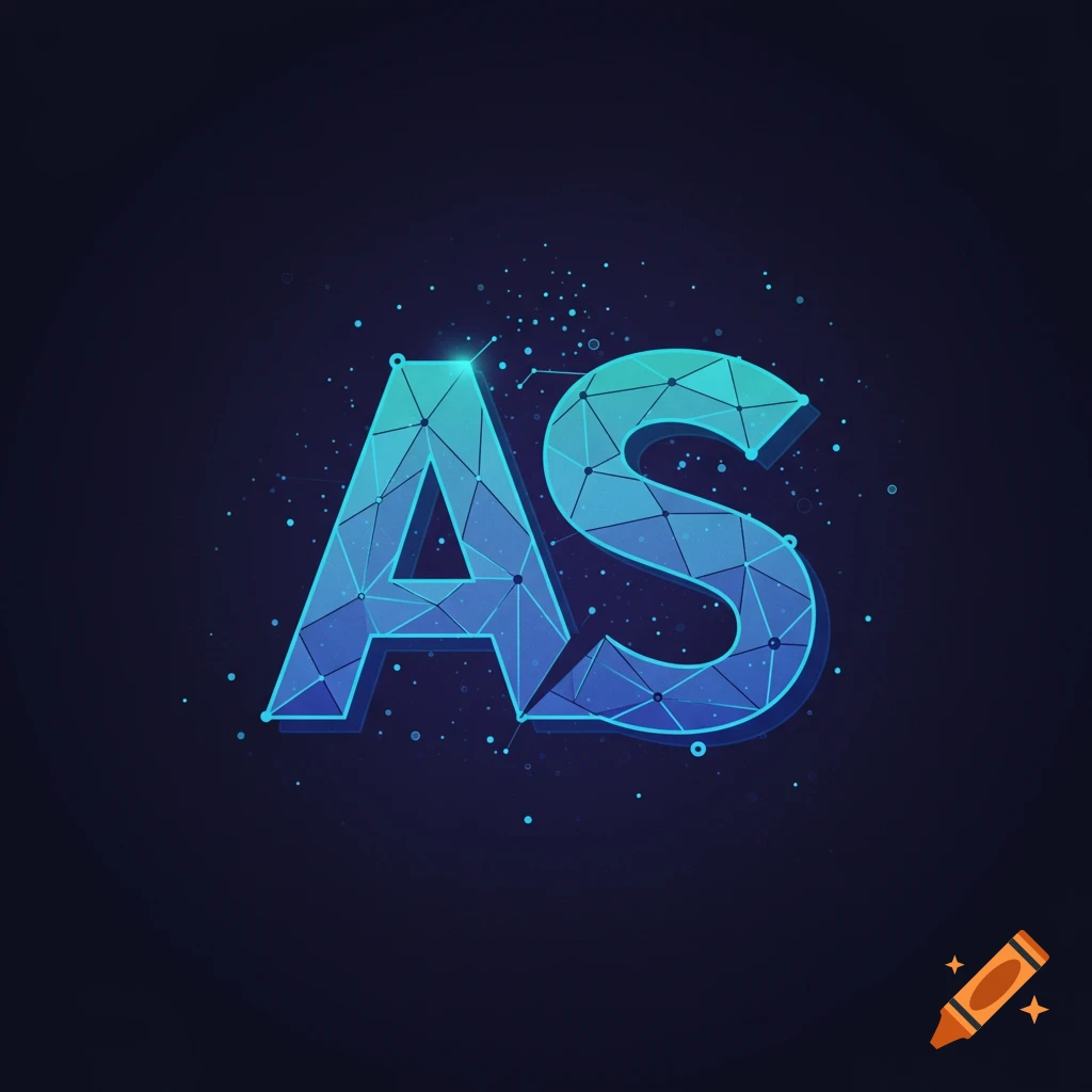 High-tech geometric logo of the letters AS in blue.