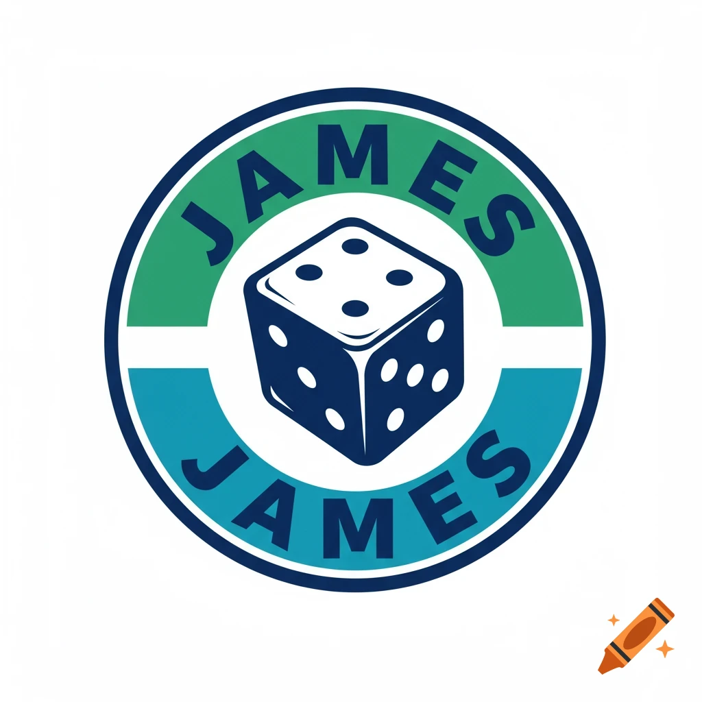 Circular green and blue logo with 'JAMES' text and a blue dice in the center.