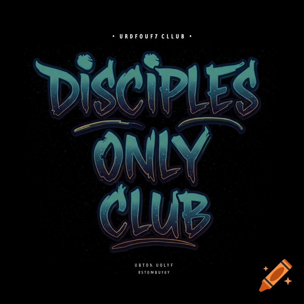 Stylized blue and green gradient text 'DISCIPLES ONLY CLUB' on a black background.