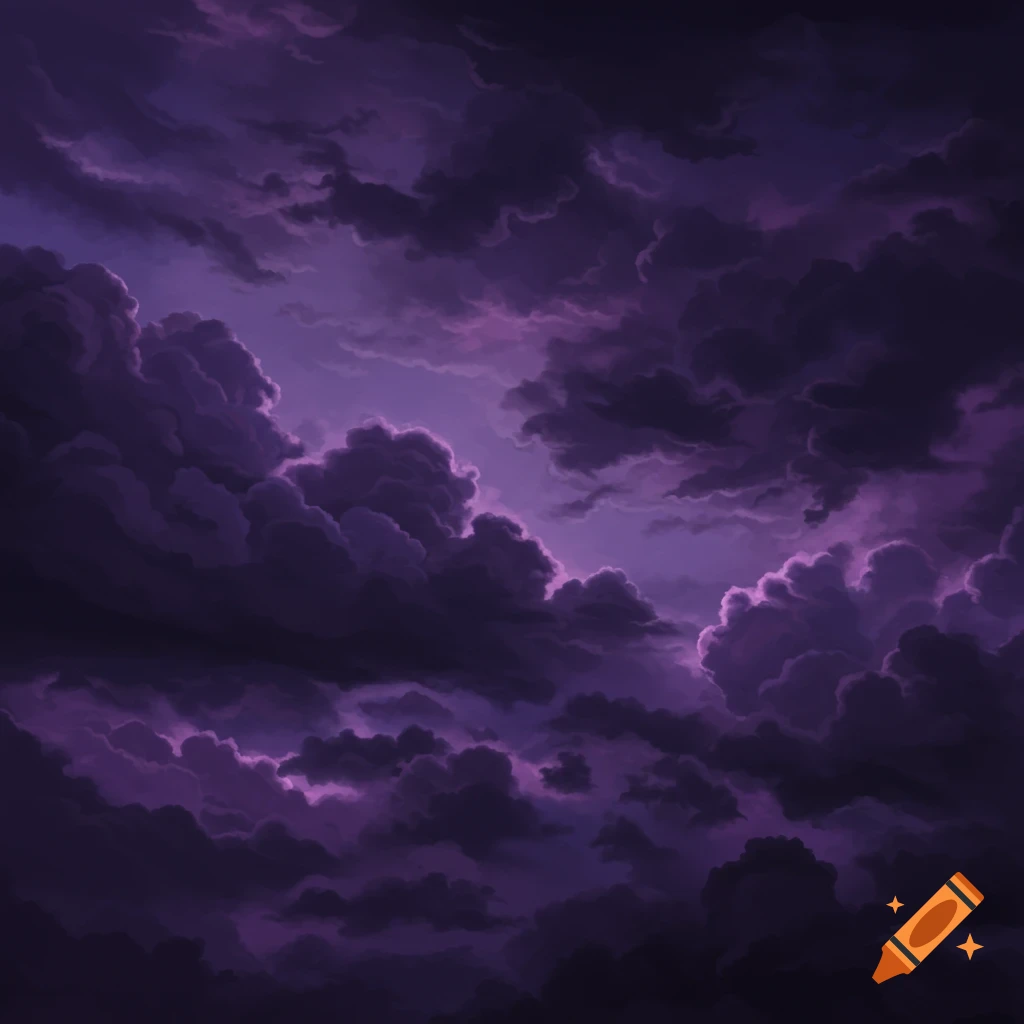 Dark purple and black storm clouds fill the sky.