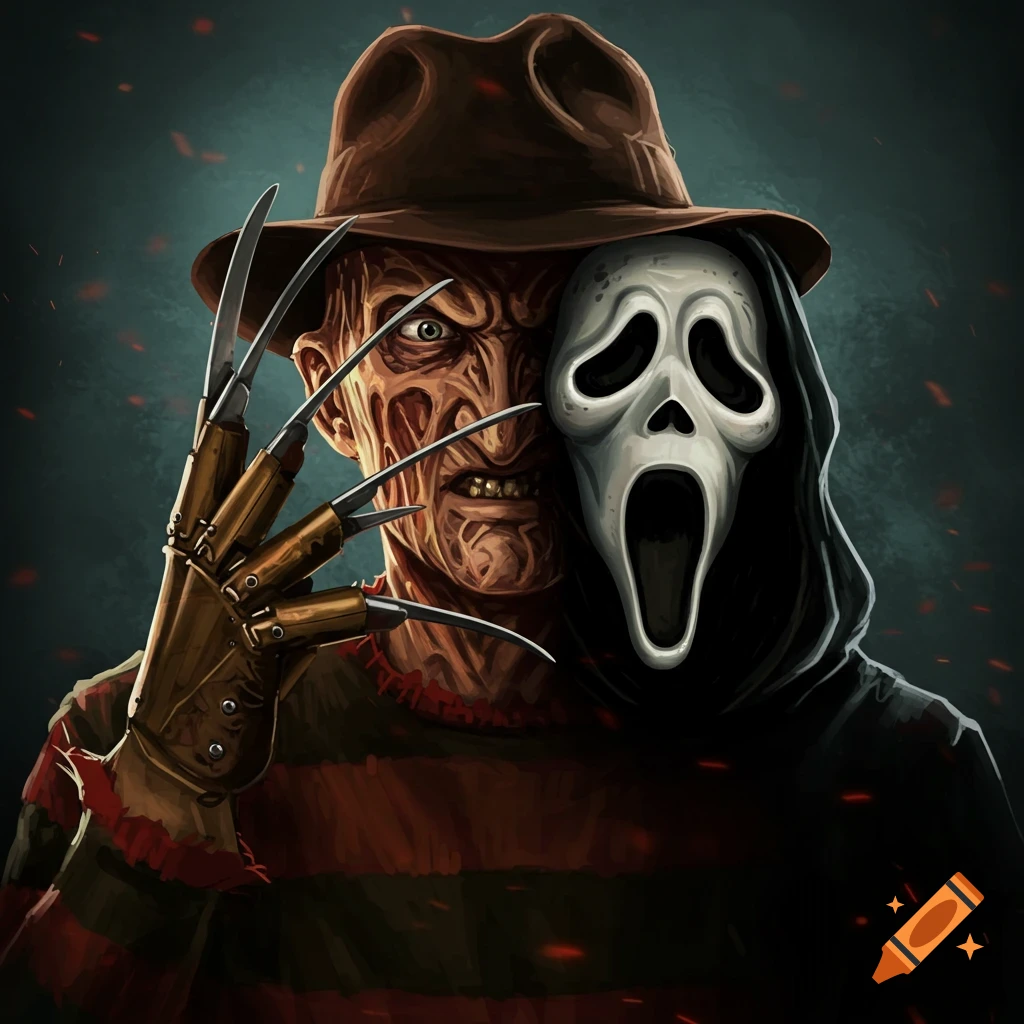 Illustration of Freddy Krueger and Ghostface together