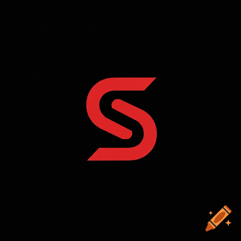 Red stylized S logo on a black background