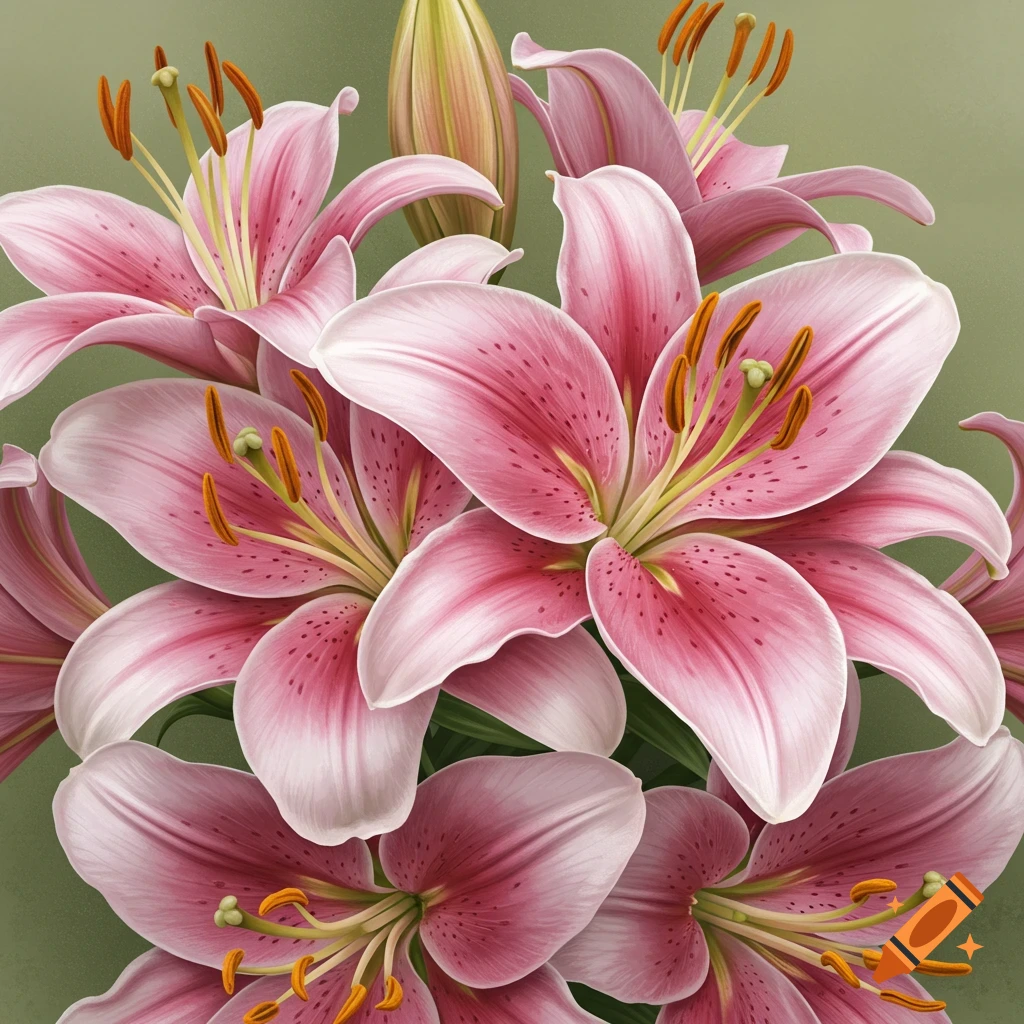 Close-up of pink and white lilies