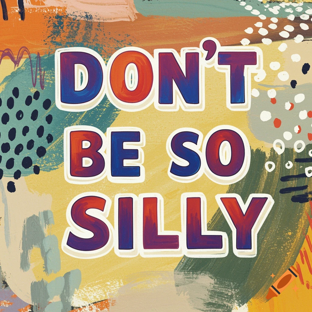 Text reads 'DON'T BE SO SILLY' in large, colorful letters over a vibrant abstract painted background.