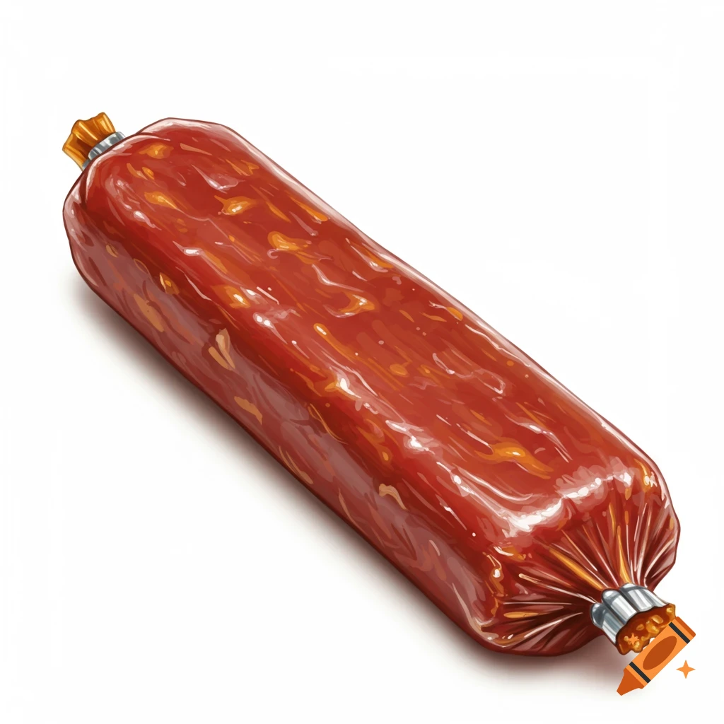An illustration of a large meat stick or sausage in packaging.