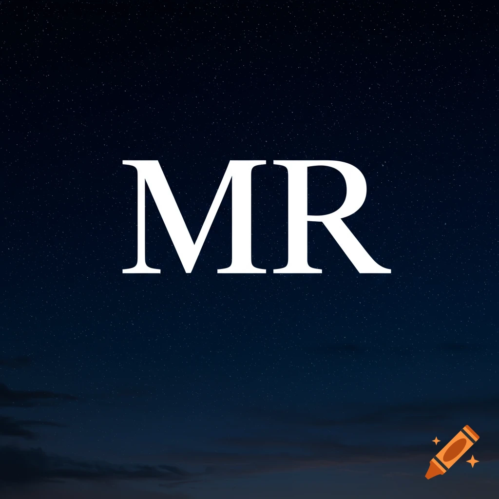 White letters MR on a starry night sky
