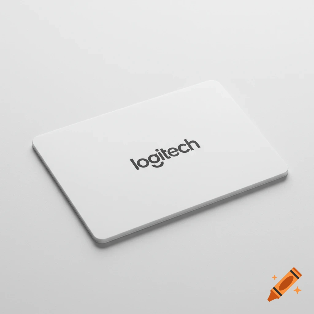 White card with black Logitech logo on white background